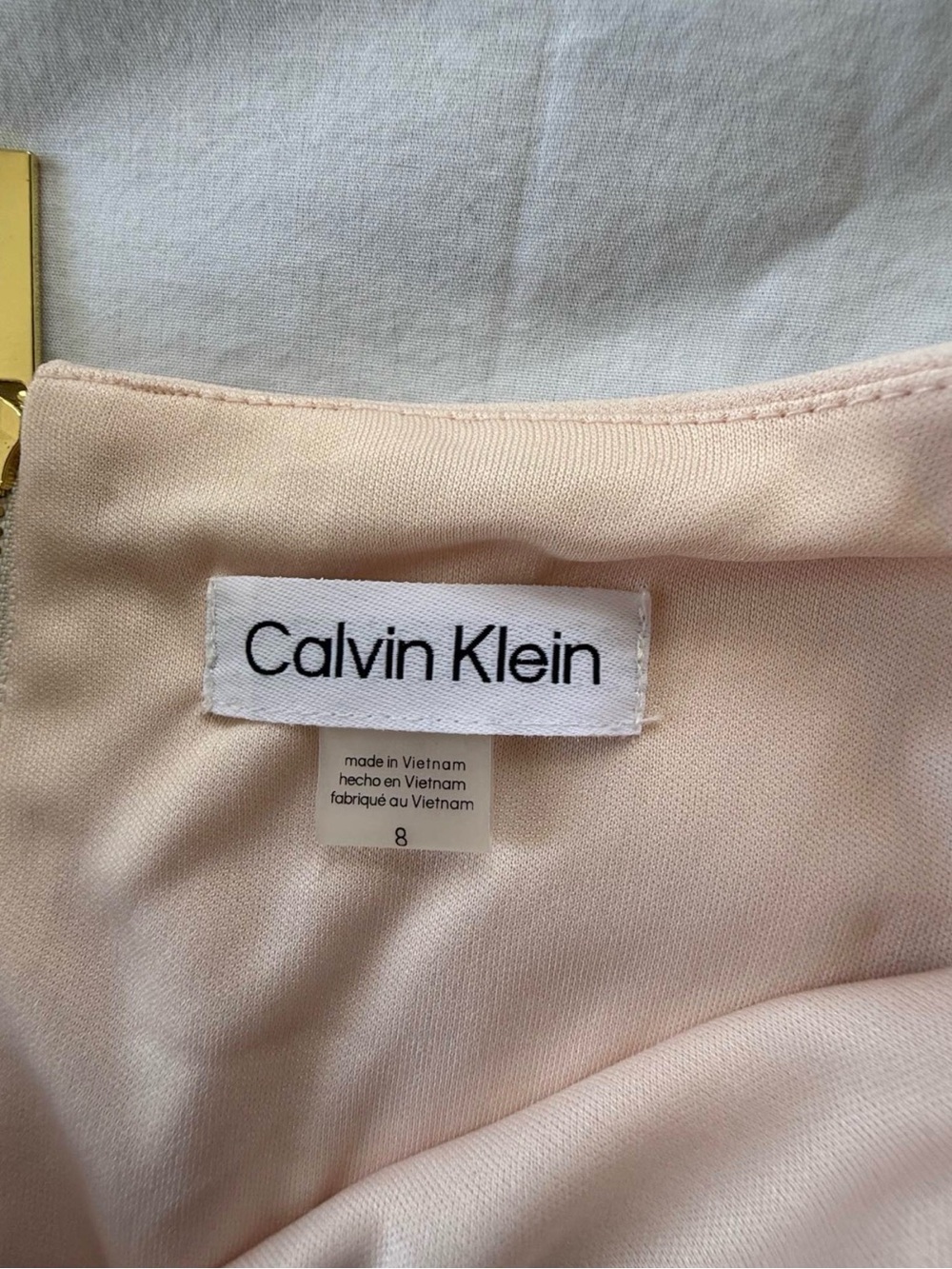 Calvin Klein Pale Blush High-Low Ruffle Wrap Dress - Picture 4 of 6